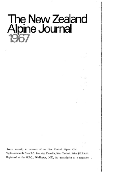 New Zealand Alpine Journal 1967 Vol 22 No 1 cover